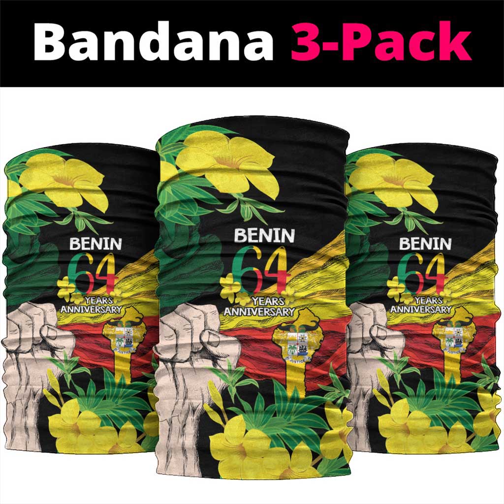 Benin National Day Neck Gaiter Happy 64th Independence Anniversary Yellow Allamanda LT14
