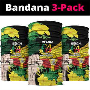 Benin National Day Neck Gaiter Happy 64th Independence Anniversary Yellow Allamanda LT14