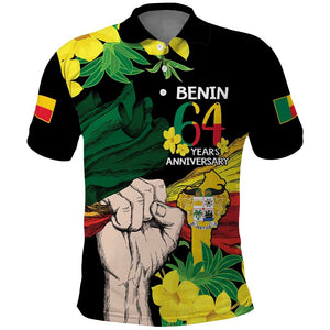 Benin National Day Polo Shirt Happy 64th Independence Anniversary Yellow Allamanda