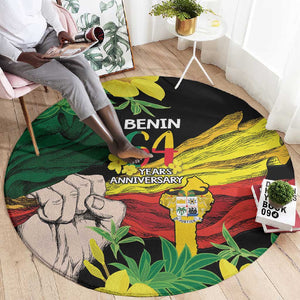 Benin National Day Round Carpet Happy 64th Independence Anniversary Yellow Allamanda