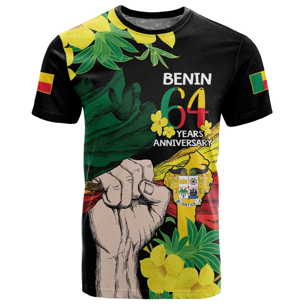 Benin National Day T shirt Happy 64th Independence Anniversary Yellow Allamanda