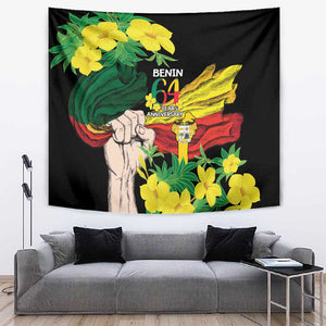 Benin National Day Tapestry Happy 64th Independence Anniversary Yellow Allamanda