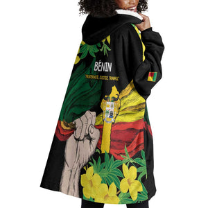 Benin National Day Wearable Blanket Hoodie Happy 64th Independence Anniversary Yellow Allamanda