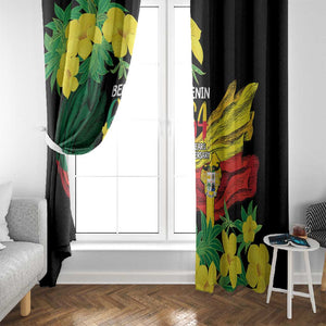 Benin National Day Window Curtain Happy 64th Independence Anniversary Yellow Allamanda