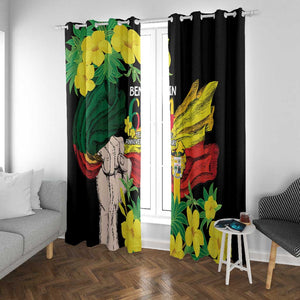 Benin National Day Window Curtain Happy 64th Independence Anniversary Yellow Allamanda