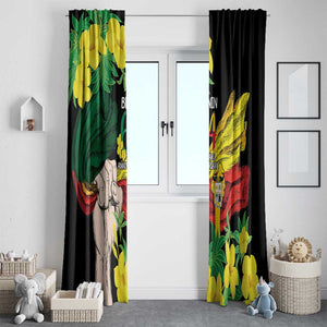 Benin National Day Window Curtain Happy 64th Independence Anniversary Yellow Allamanda