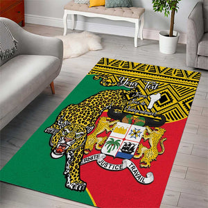 Personalised Benin National Day Area Rug Coat Of Arms With Leopard African Pattern