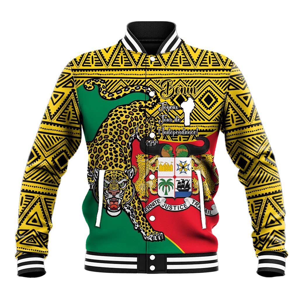 Personalised Benin National Day Baseball Jacket Coat Of Arms With Leopard African Pattern LT14