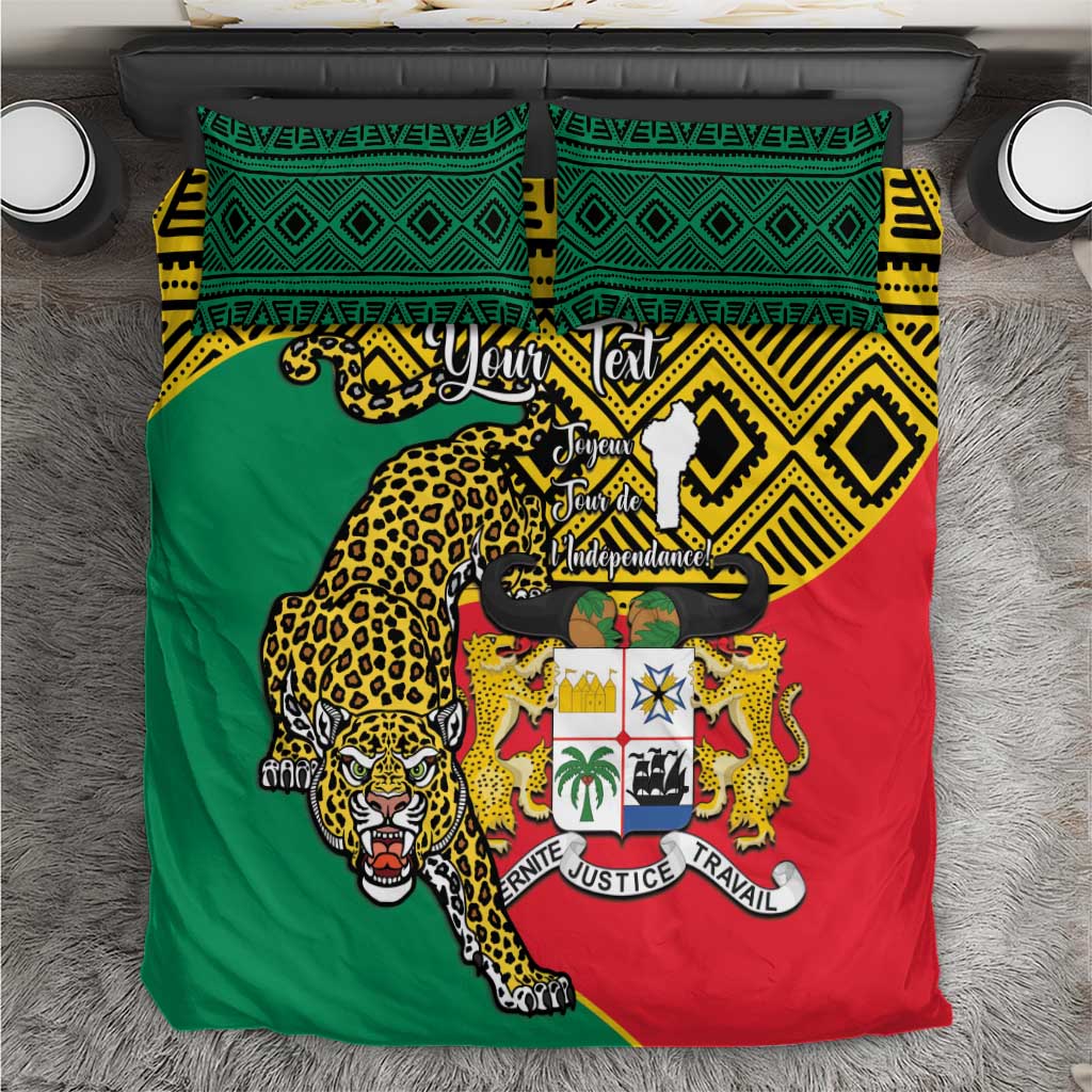 Personalised Benin National Day Bedding Set Coat Of Arms With Leopard African Pattern