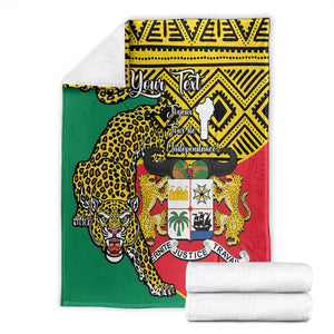 Personalised Benin National Day Blanket Coat Of Arms With Leopard African Pattern