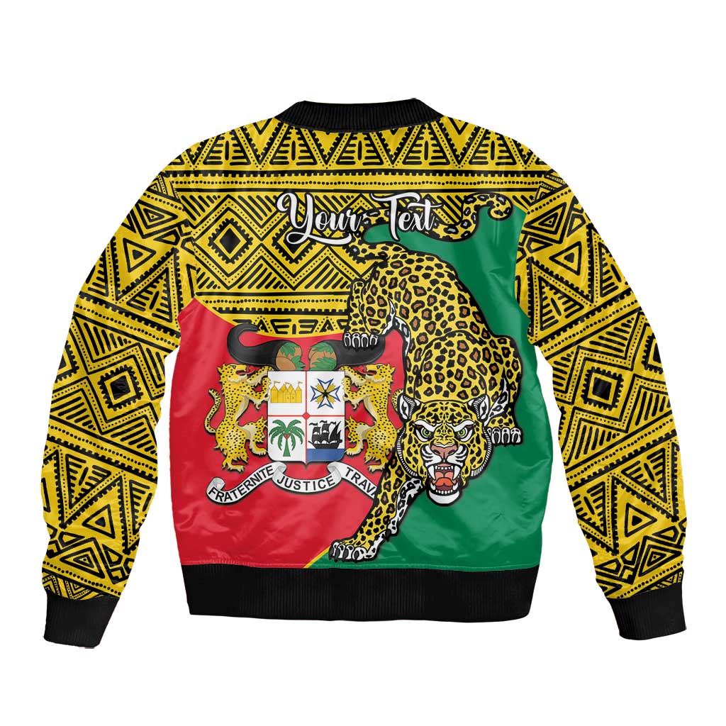 Personalised Benin National Day Bomber Jacket Coat Of Arms With Leopard African Pattern