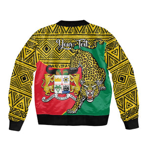 Personalised Benin National Day Bomber Jacket Coat Of Arms With Leopard African Pattern