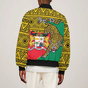 Personalised Benin National Day Bomber Jacket Coat Of Arms With Leopard African Pattern