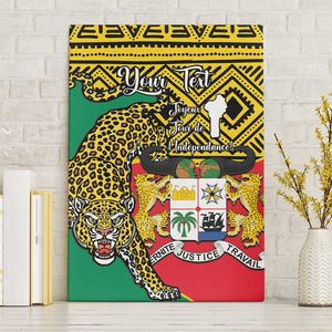 Personalised Benin National Day Canvas Wall Art Coat Of Arms With Leopard African Pattern