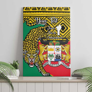 Personalised Benin National Day Canvas Wall Art Coat Of Arms With Leopard African Pattern