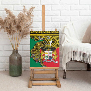 Personalised Benin National Day Canvas Wall Art Coat Of Arms With Leopard African Pattern