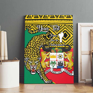 Personalised Benin National Day Canvas Wall Art Coat Of Arms With Leopard African Pattern