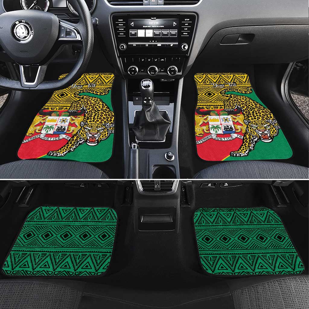 Personalised Benin National Day Car Mats Coat Of Arms With Leopard African Pattern