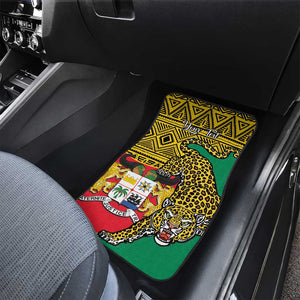 Personalised Benin National Day Car Mats Coat Of Arms With Leopard African Pattern