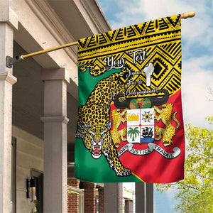 Personalised Benin National Day Garden Flag Coat Of Arms With Leopard African Pattern