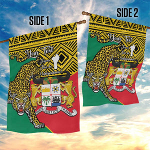 Personalised Benin National Day Garden Flag Coat Of Arms With Leopard African Pattern