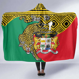 Personalised Benin National Day Hooded Blanket Coat Of Arms With Leopard African Pattern