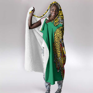 Personalised Benin National Day Hooded Blanket Coat Of Arms With Leopard African Pattern