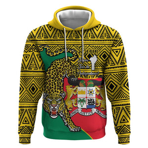 Personalised Benin National Day Hoodie Coat Of Arms With Leopard African Pattern