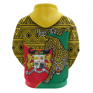 Personalised Benin National Day Hoodie Coat Of Arms With Leopard African Pattern