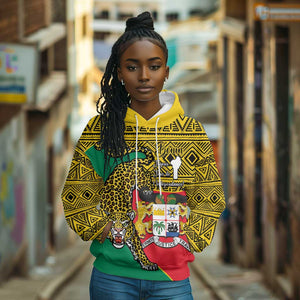 Personalised Benin National Day Hoodie Coat Of Arms With Leopard African Pattern