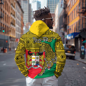 Personalised Benin National Day Hoodie Coat Of Arms With Leopard African Pattern