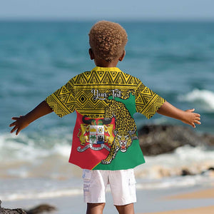 Personalised Benin National Day Kid Hawaiian Shirt Coat Of Arms With Leopard African Pattern