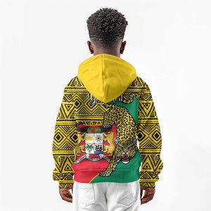 Personalised Benin National Day Kid Hoodie Coat Of Arms With Leopard African Pattern