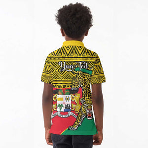 Personalised Benin National Day Kid Polo Shirt Coat Of Arms With Leopard African Pattern