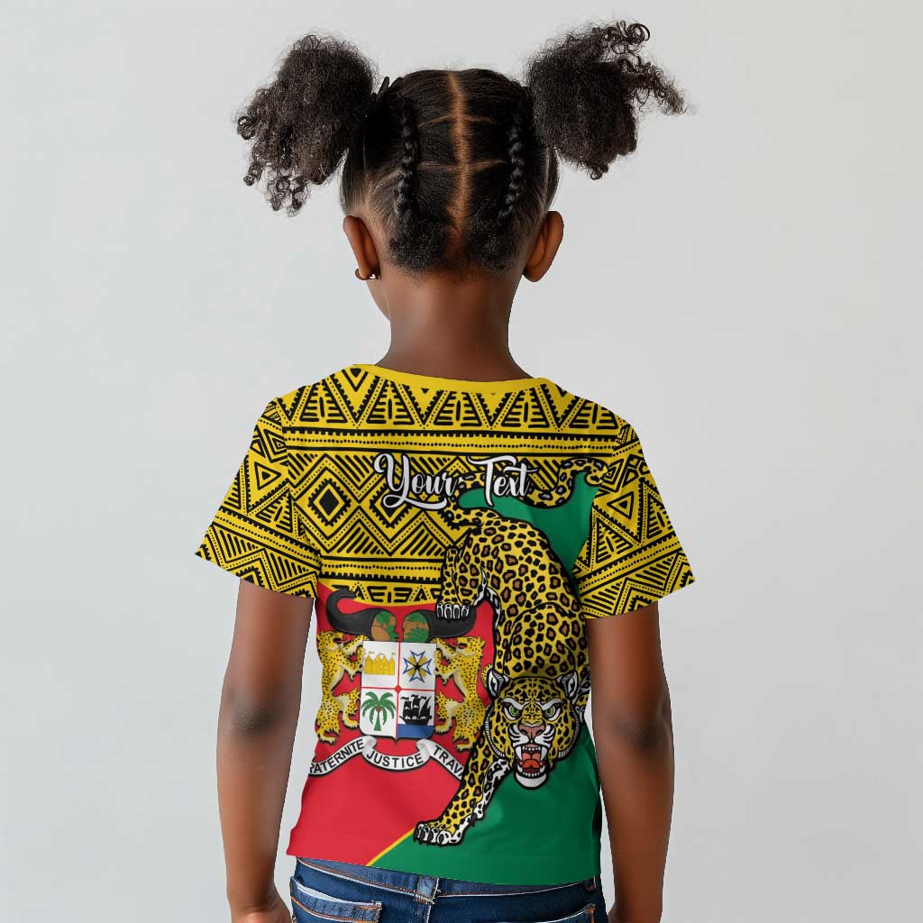Personalised Benin National Day Kid T shirt Coat Of Arms With Leopard African Pattern