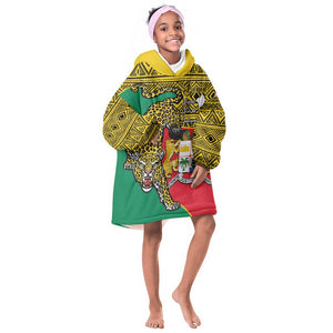 Personalised Benin National Day KId Wearable Blanket Hoodie Coat Of Arms With Leopard African Pattern