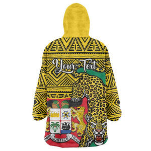 Personalised Benin National Day KId Wearable Blanket Hoodie Coat Of Arms With Leopard African Pattern