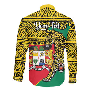 Personalised Benin National Day Long Sleeve Button Shirt Coat Of Arms With Leopard African Pattern