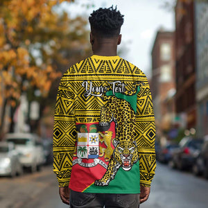 Personalised Benin National Day Long Sleeve Shirt Coat Of Arms With Leopard African Pattern LT14