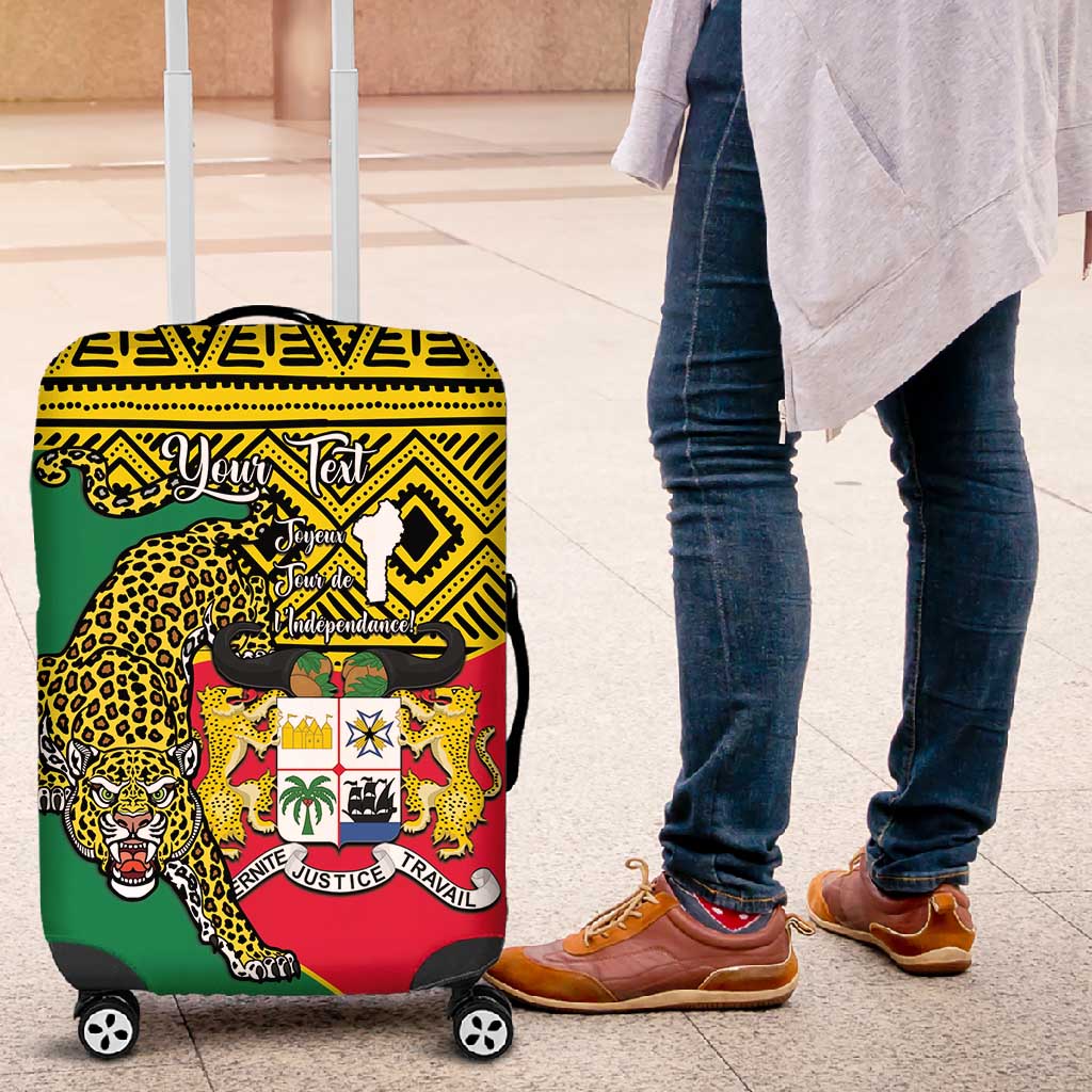 Personalised Benin National Day Luggage Cover Coat Of Arms With Leopard African Pattern