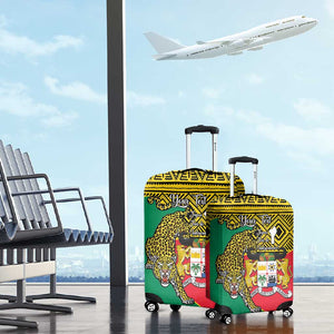 Personalised Benin National Day Luggage Cover Coat Of Arms With Leopard African Pattern