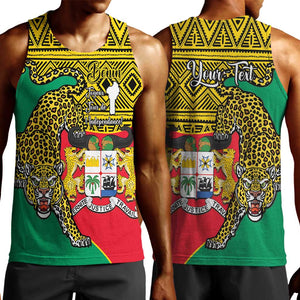 Personalised Benin National Day Men Tank Top Coat Of Arms With Leopard African Pattern