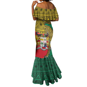 Personalised Benin National Day Mermaid Dress Coat Of Arms With Leopard African Pattern