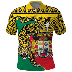 Personalised Benin National Day Polo Shirt Coat Of Arms With Leopard African Pattern