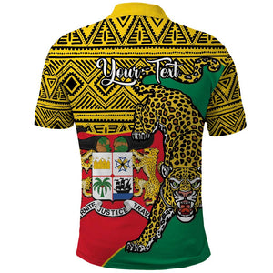 Personalised Benin National Day Polo Shirt Coat Of Arms With Leopard African Pattern