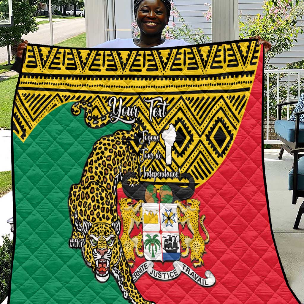 Personalised Benin National Day Quilt Coat Of Arms With Leopard African Pattern