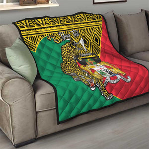 Personalised Benin National Day Quilt Coat Of Arms With Leopard African Pattern