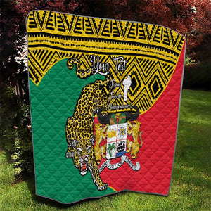 Personalised Benin National Day Quilt Coat Of Arms With Leopard African Pattern