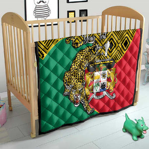 Personalised Benin National Day Quilt Coat Of Arms With Leopard African Pattern