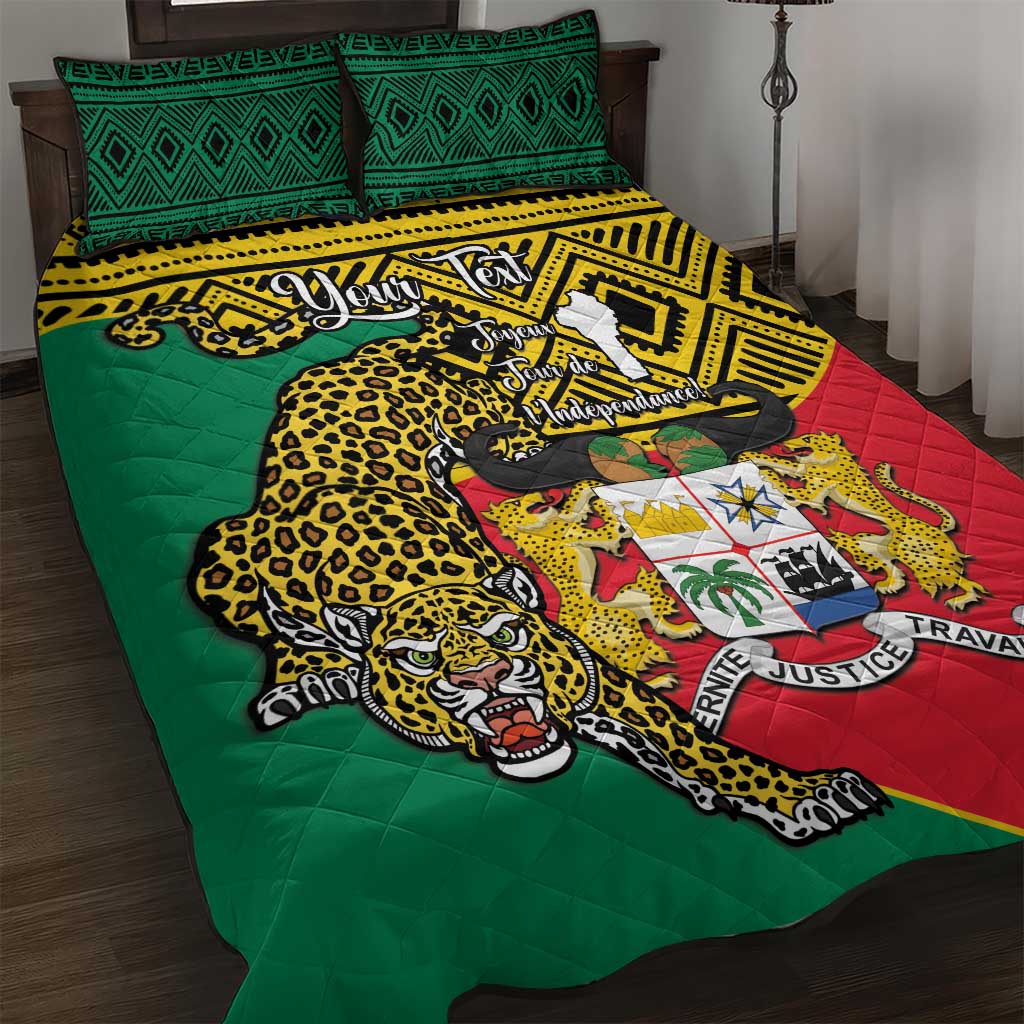 Personalised Benin National Day Quilt Bed Set Coat Of Arms With Leopard African Pattern